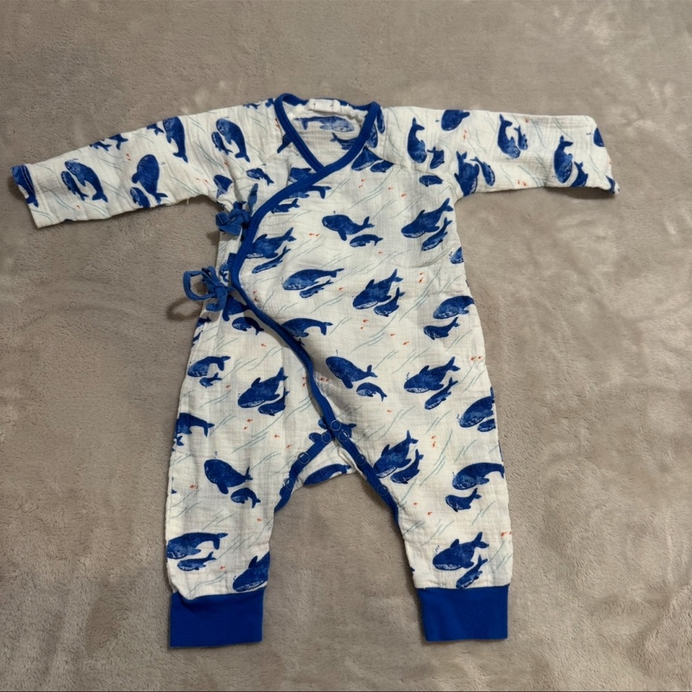 Angel Dear Baby Sleeper‎ tie fish footless one piece outfit 3-6 months